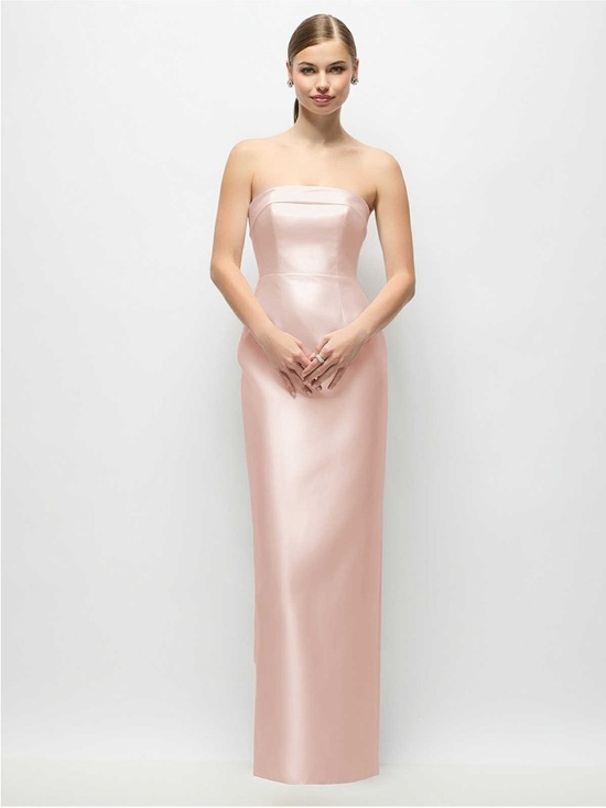 Strapless Satin Maxi Dress in Blush Pink - Picture 2 of 10